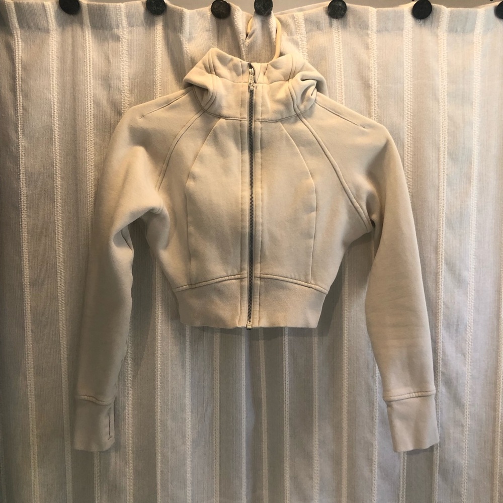 Lululemon Scuba Full-Zip Cropped Hoodie sweatshirt Bone Cream tan jacket 0 XS